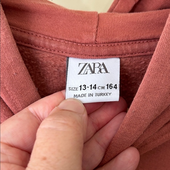 Zara Kids Rust Hoodie with Graphic Detail - Picture 6 of 11